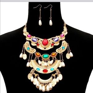 Multi Color Stone Necklace Set